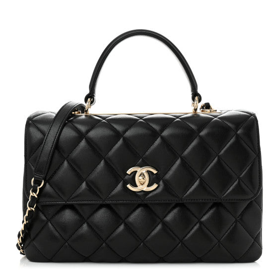 Chanel Lambskin Quilted Medium Trendy CC Flap Dual Handle Bag Black
