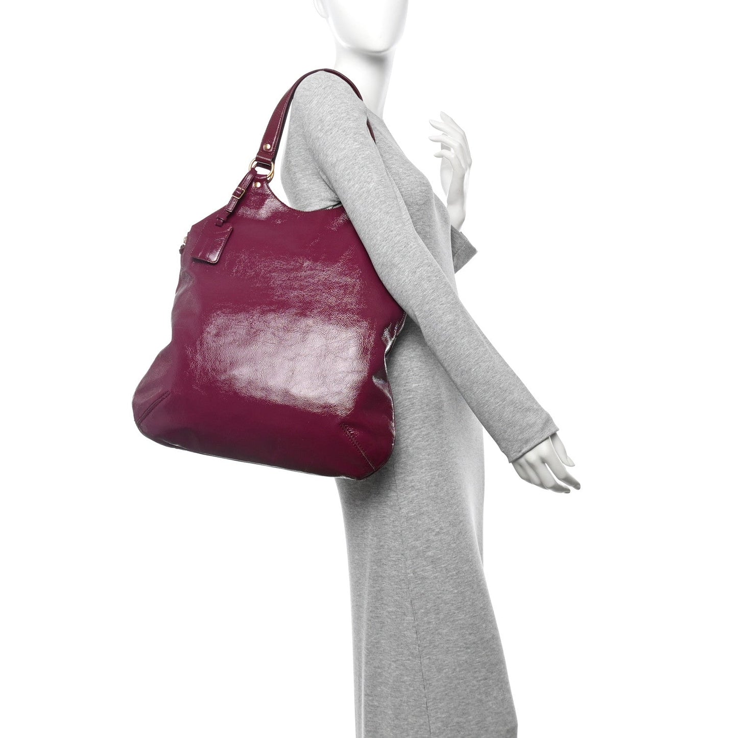 Saint Laurent Patent Tribute Tote Red