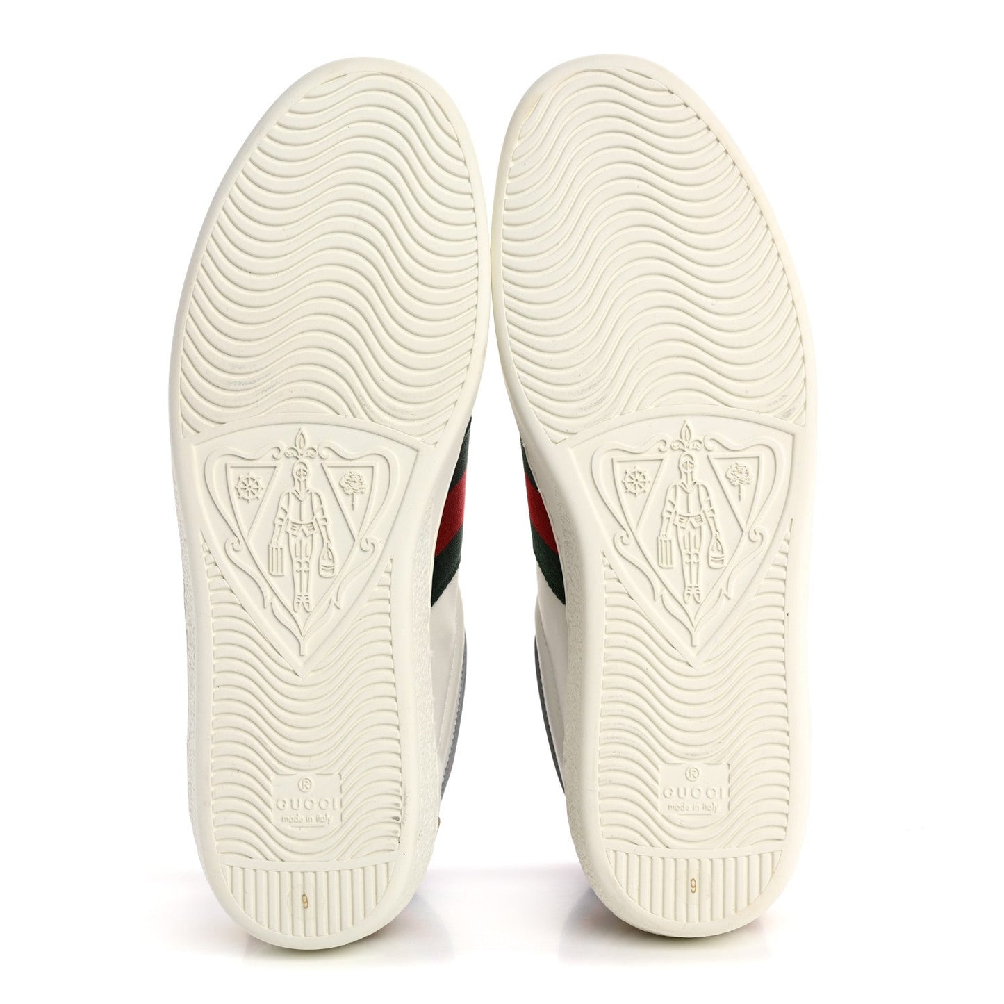 Gucci Calfskin Web Mens Ace High Top Sneakers 9 White Bright Splash