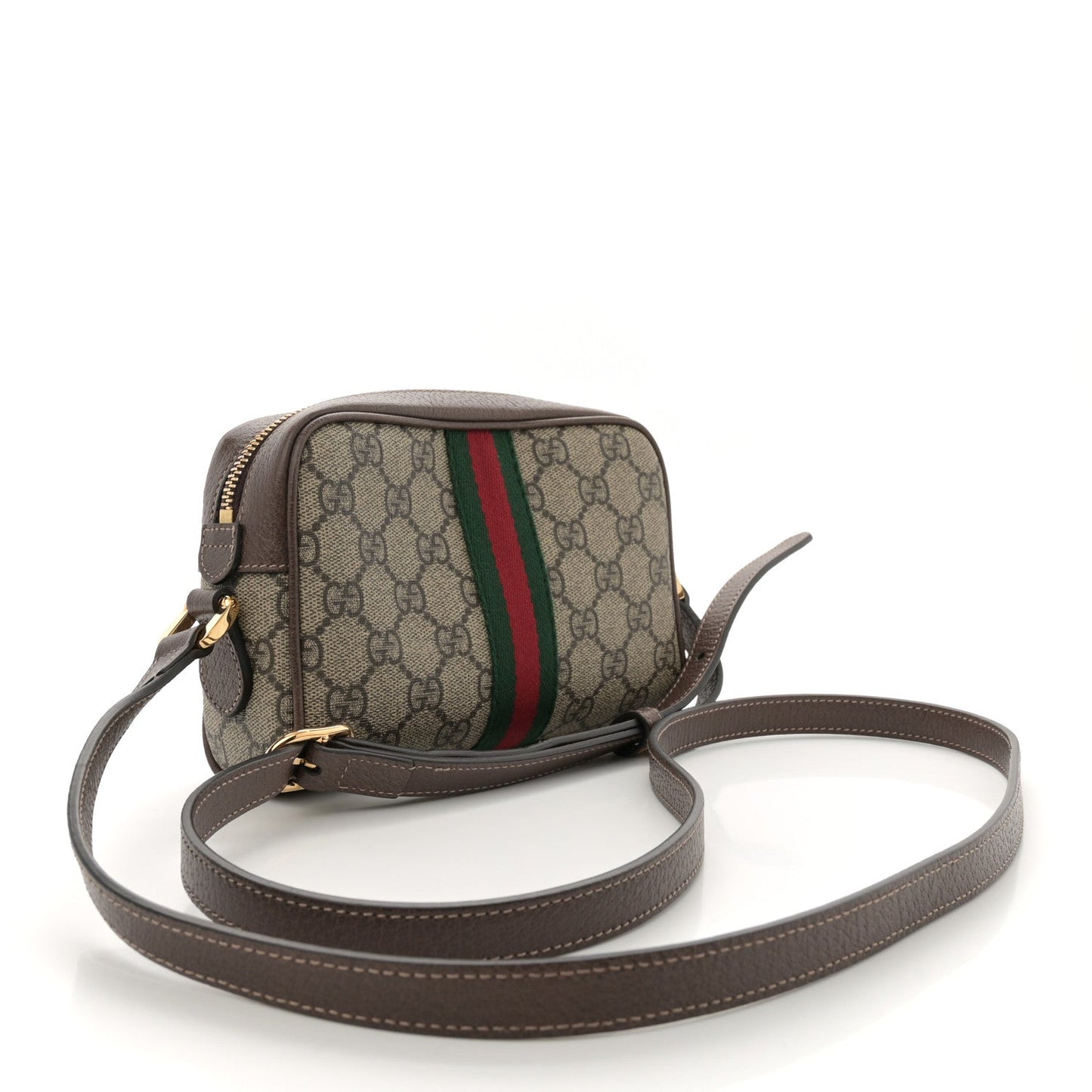 Gucci GG Supreme Monogram Web Mini Ophidia Shoulder Bag Brown