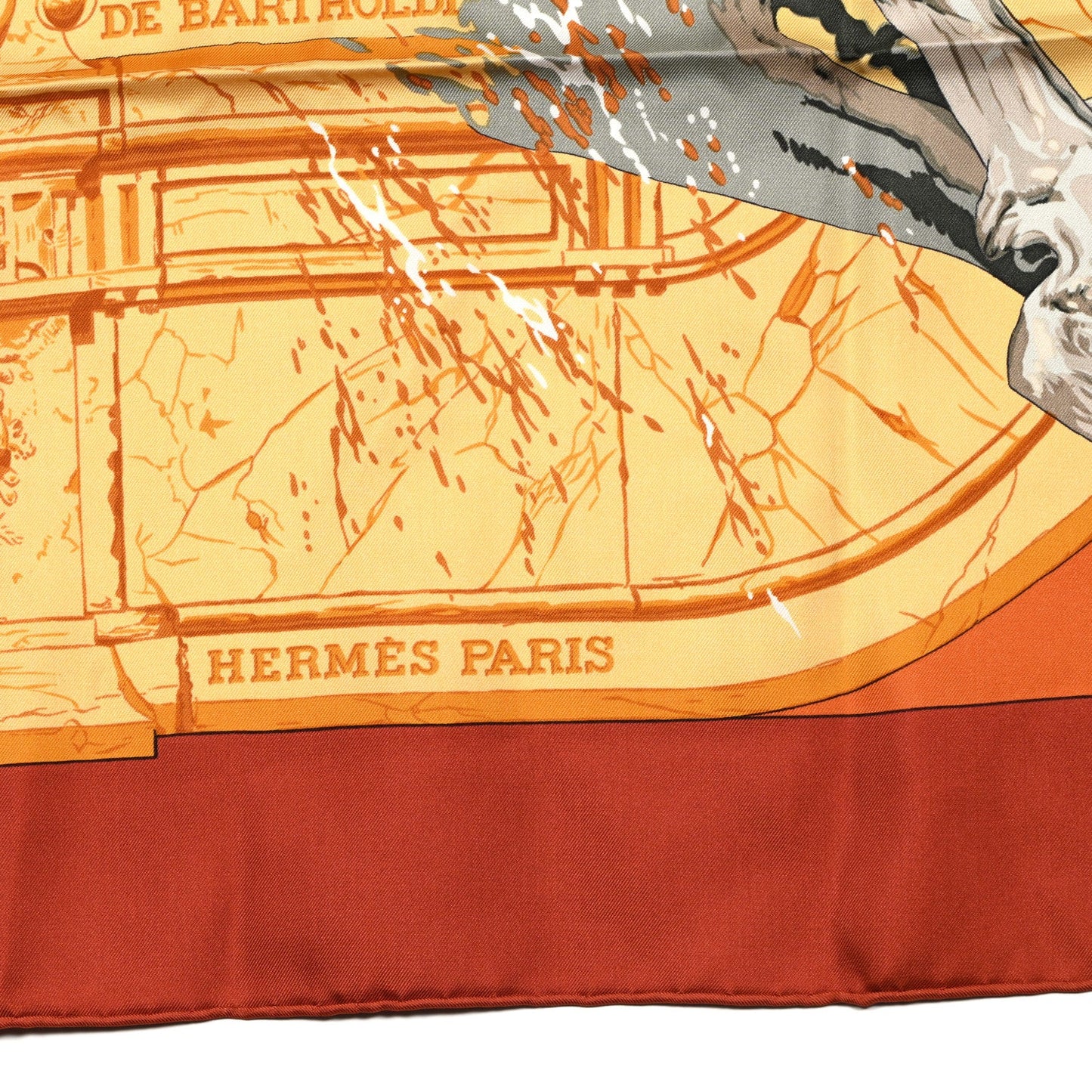 Hermes Silk La Fontaine De Bartholdi Scarf 90