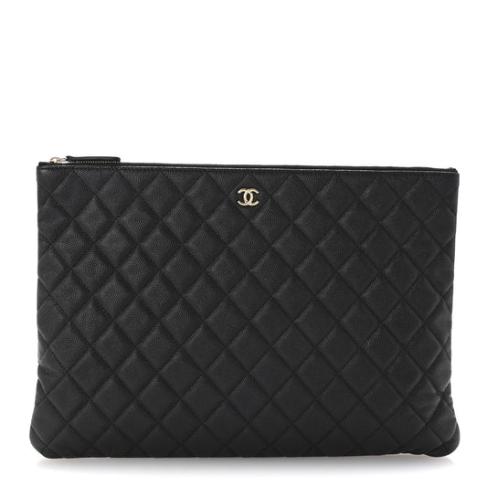 Chanel Caviar Quilted Large Cosmetic Case Black
