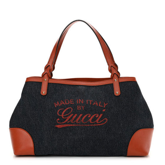 Gucci Denim Calfskin Tote Orange