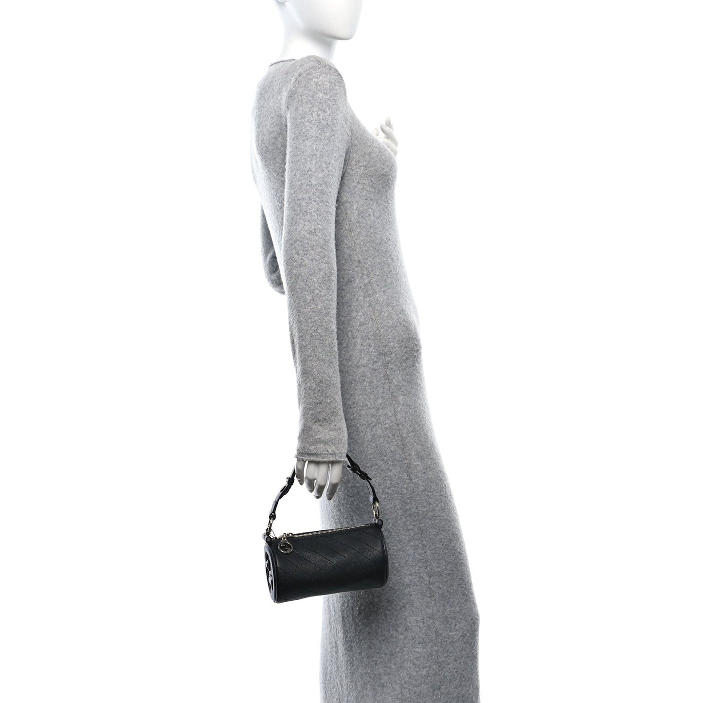 Gucci Sakai Be Green Calfskin Diagonal Stitched Mini Blondie Barrel Shoulder Bag Black