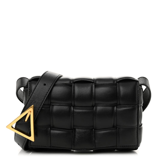 Bottega Veneta Nappa Maxi Intreccio Small Padded Cassette Crossbody Bag Black
