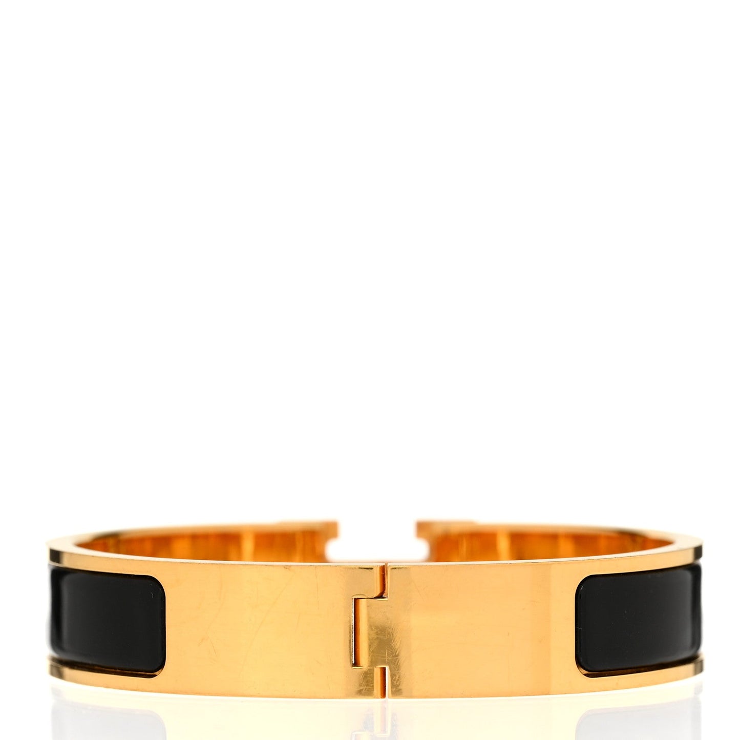 Hermes Enamel Narrow Clic Clac H Bracelet PM Black