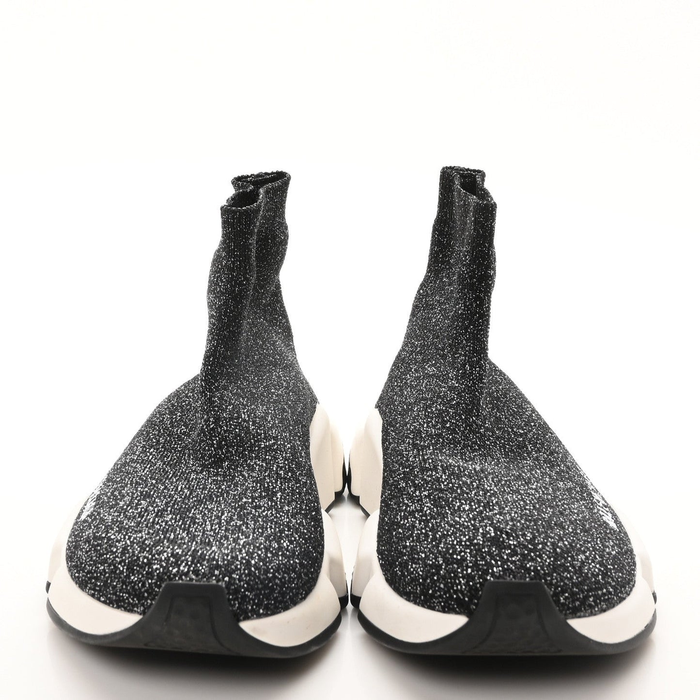 Balenciaga Laminated Knit Bi-Color Sole Womens Speed Sneakers 35 Black White