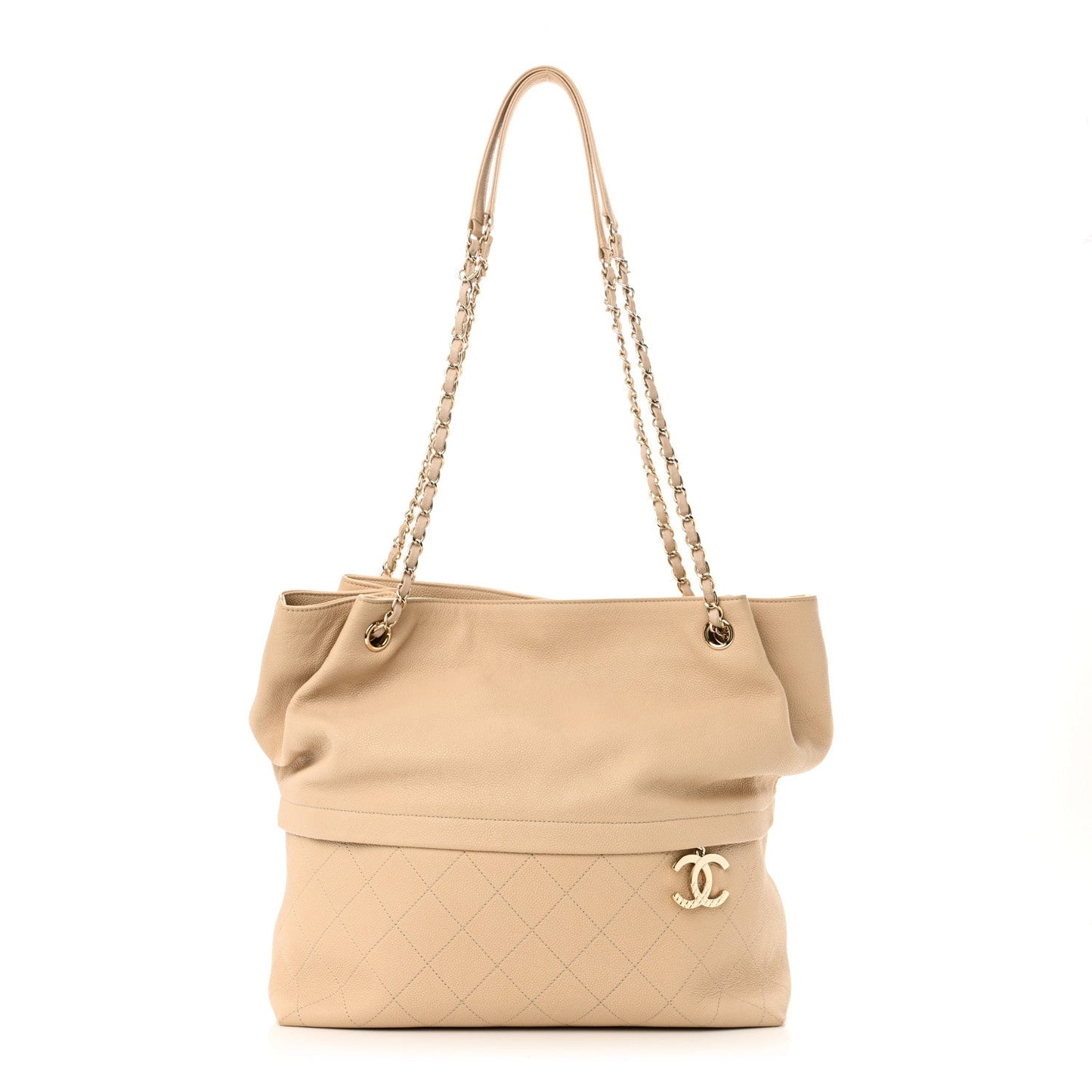 Chanel Caviar Stitched Shopping Tote Beige