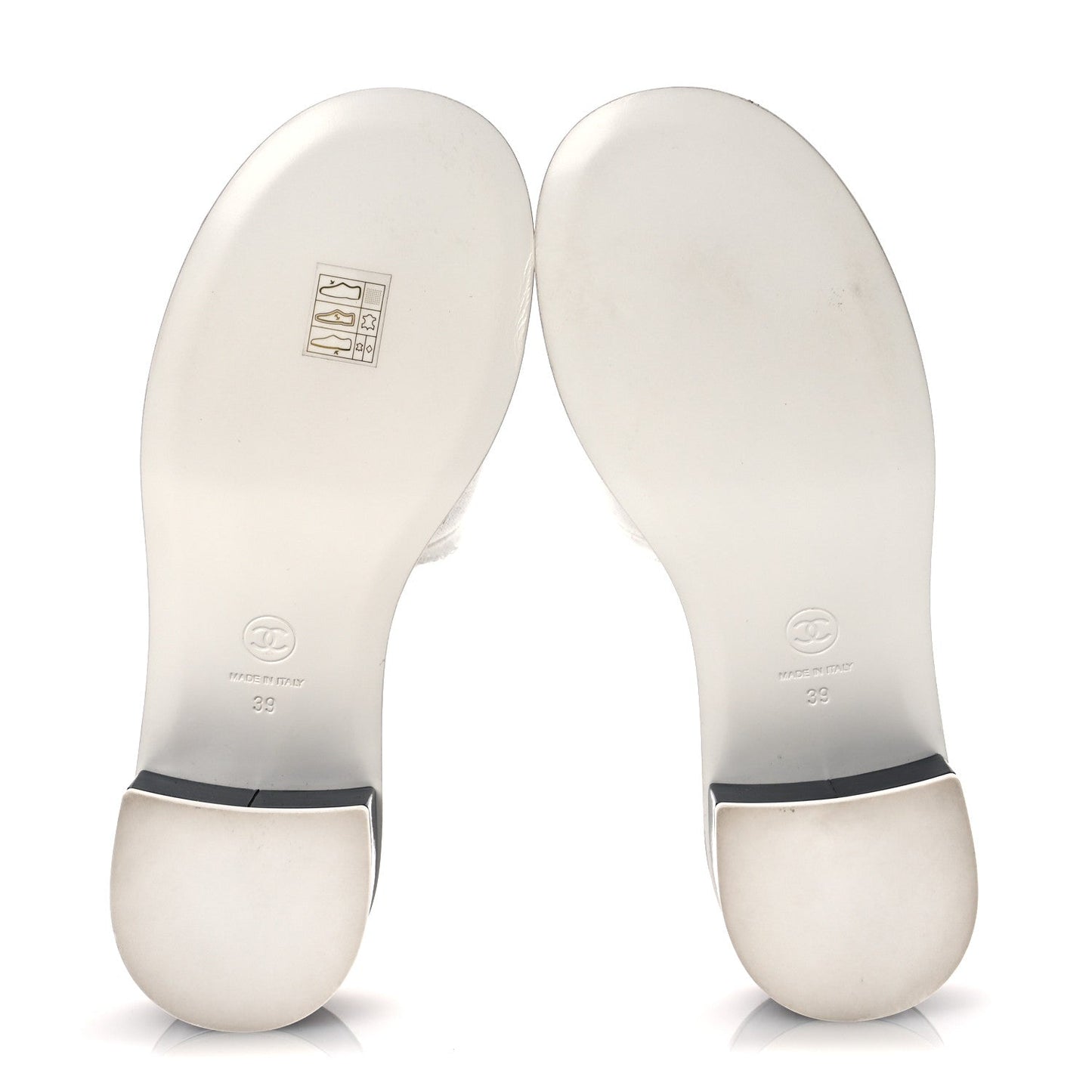 Chanel Cotton Logo Mule Sandals 39 White Black