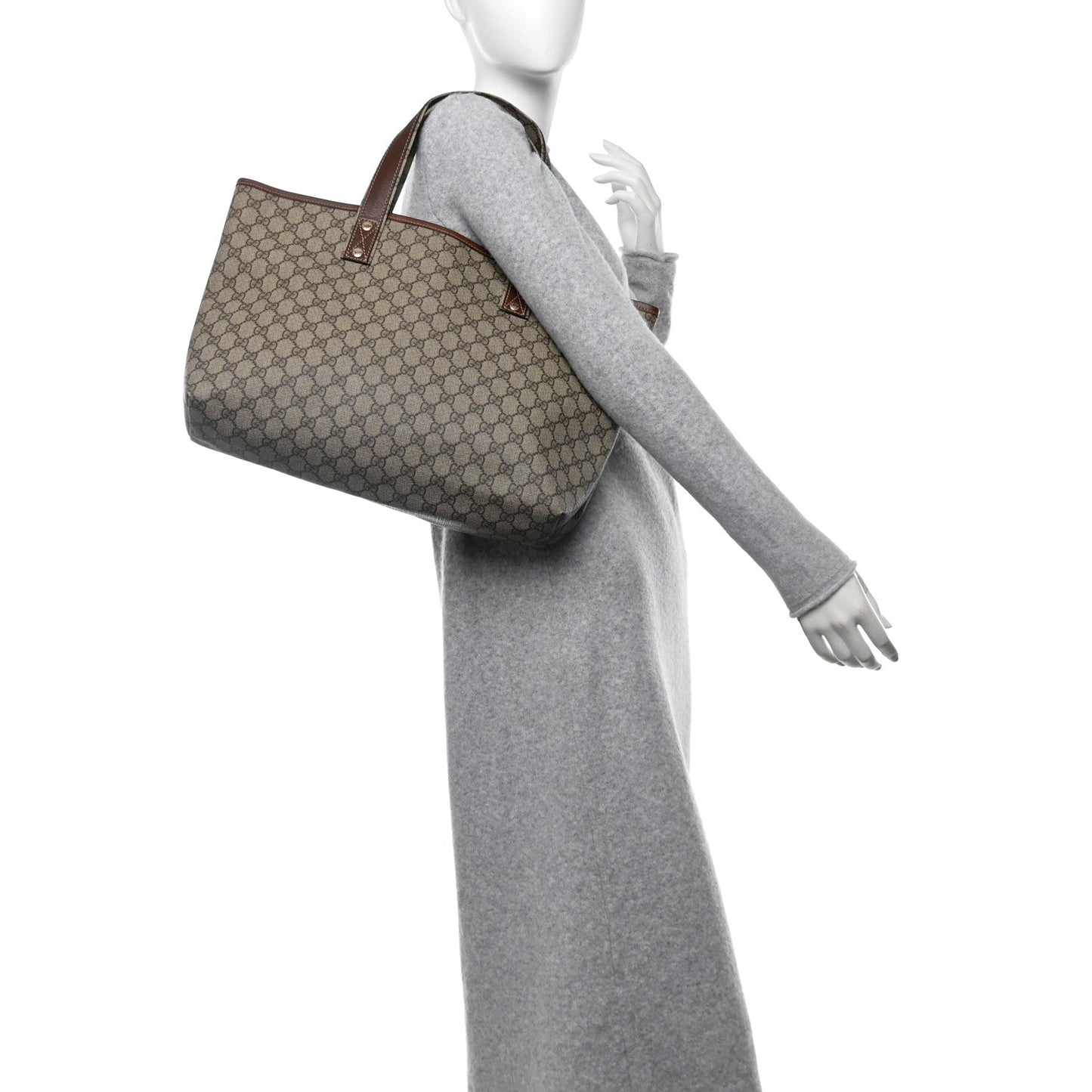 Gucci GG Plus Monogram Medium Signature Web Loop Tote Brown