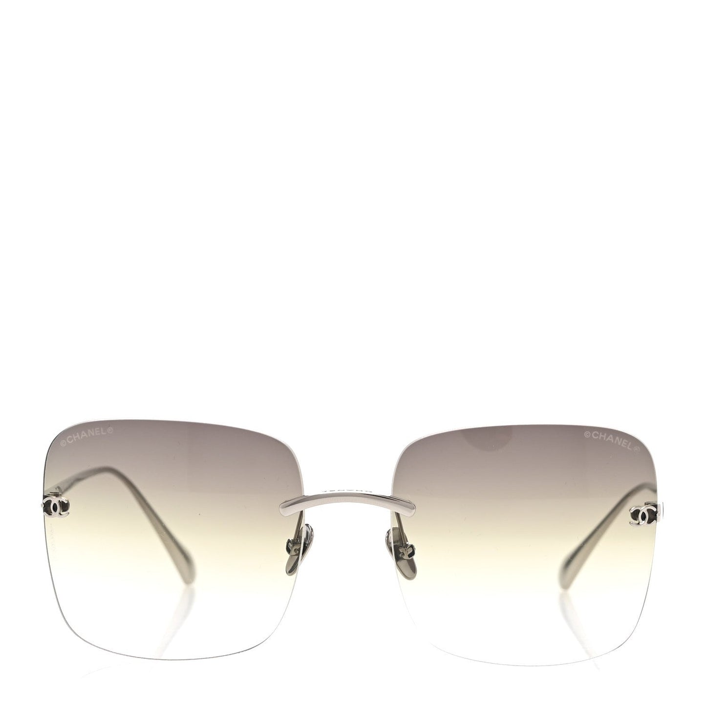 Chanel Titanium Rimless Square Sunglasses 4287-T Silver