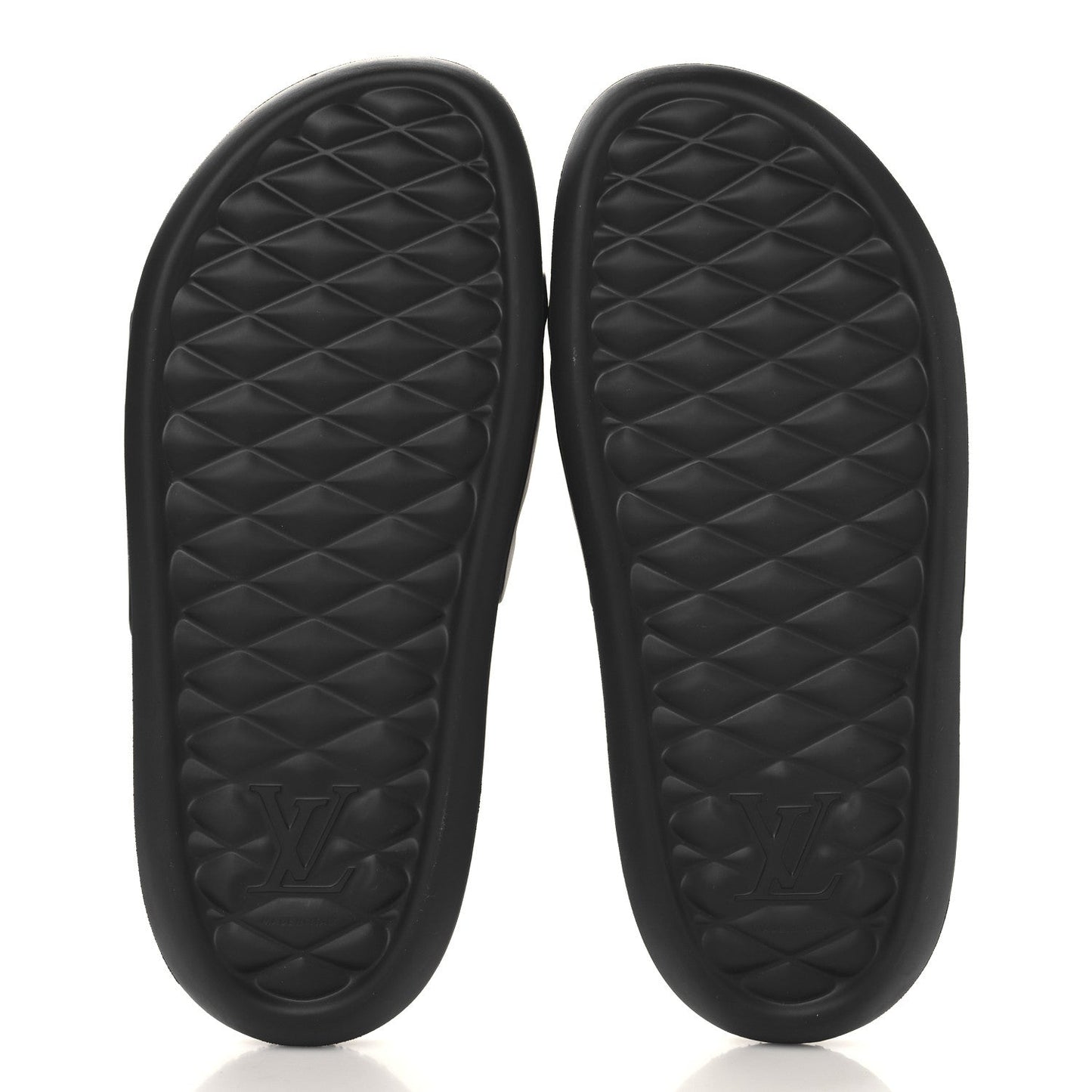 Louis Vuitton Rubber Embossed Monogram Mens Waterfront Mules Black