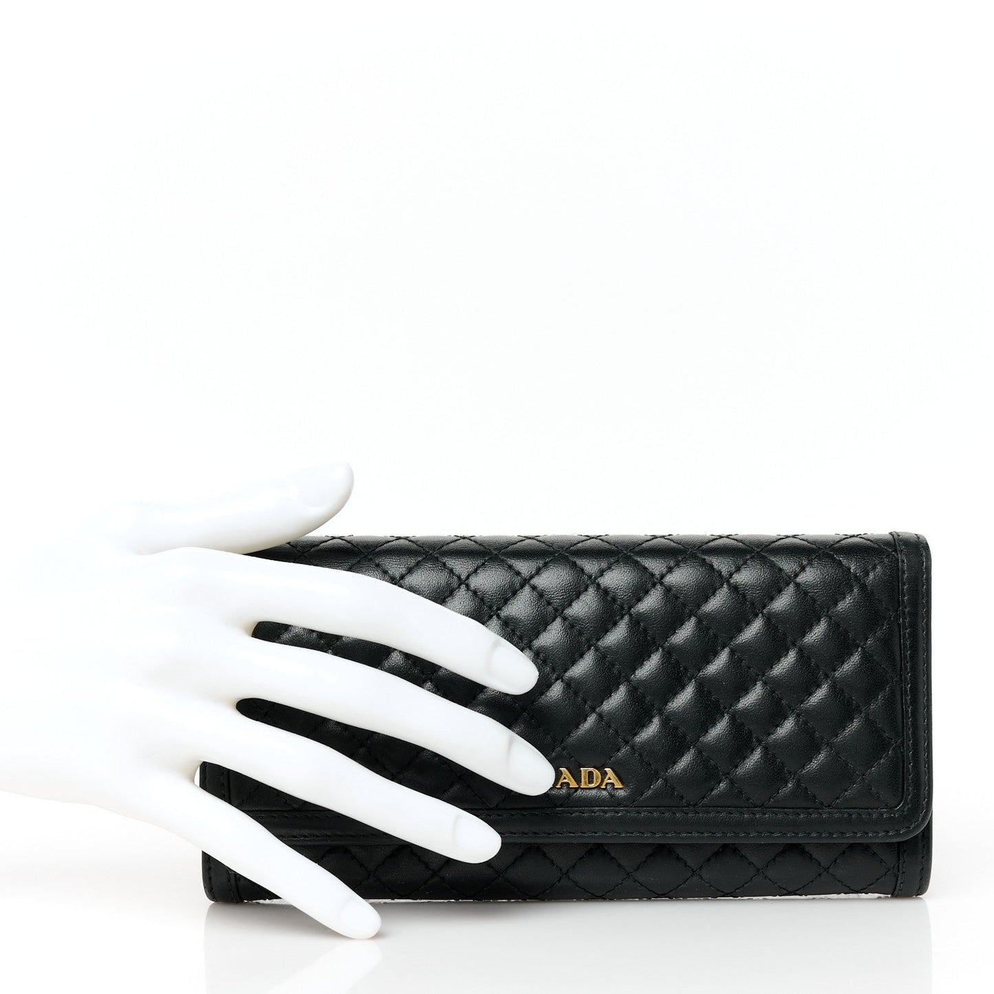 Prada Soft Calfskin Quilted Continental Flap Wallet Black