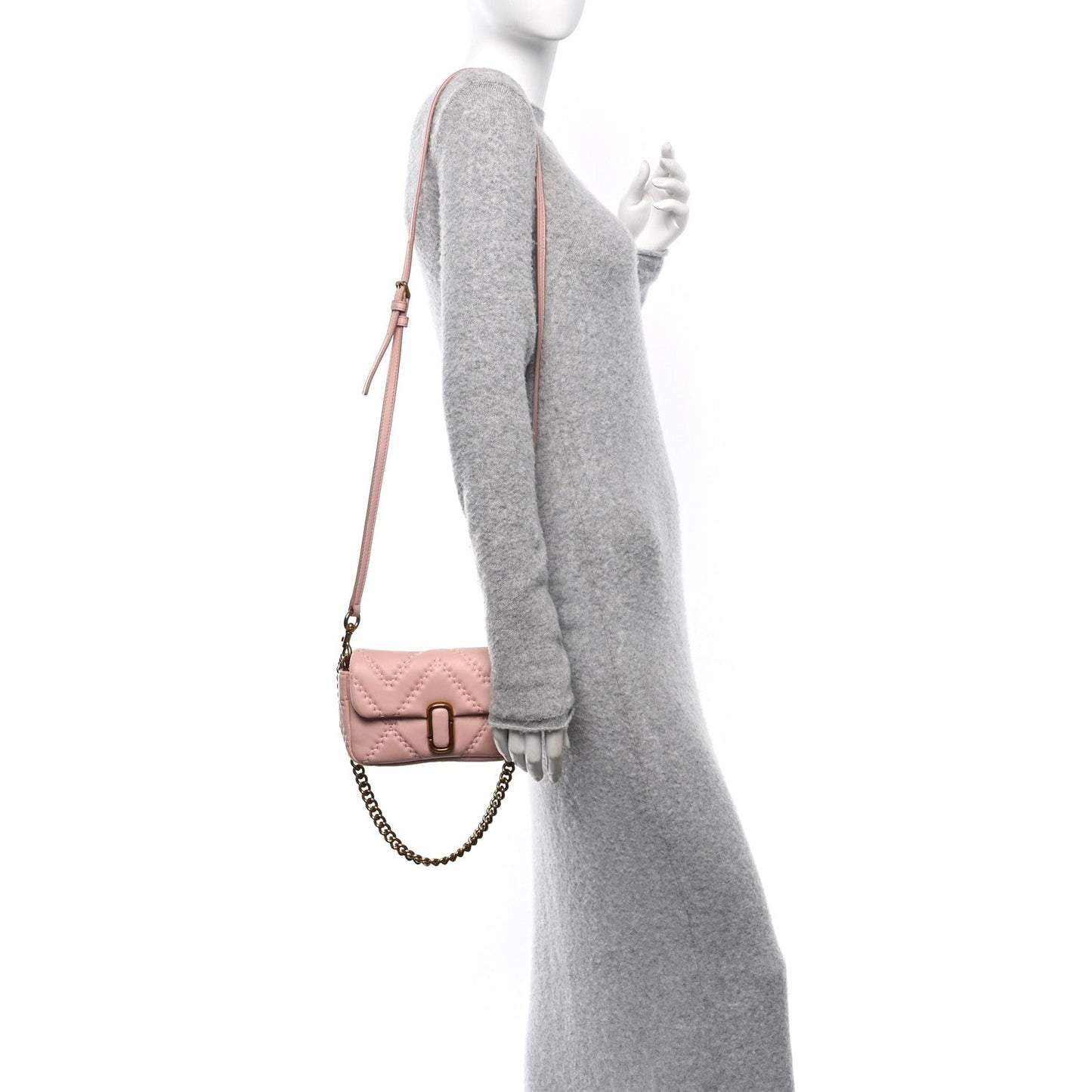 Marc Jacobs Lambskin Quilted J Marc Mini Shoulder Bag Rose