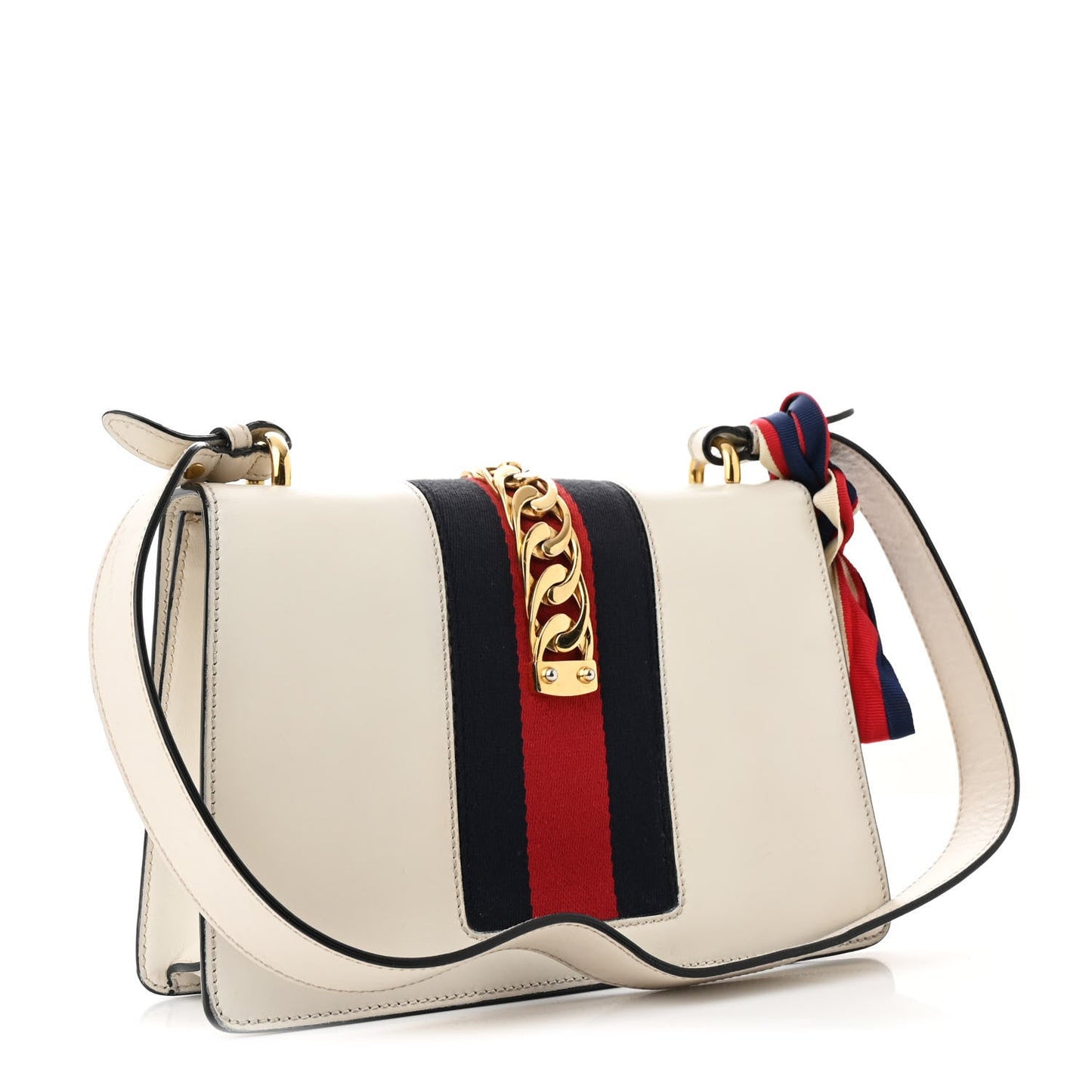 Gucci Calfskin Small Sylvie Shoulder Bag Off White