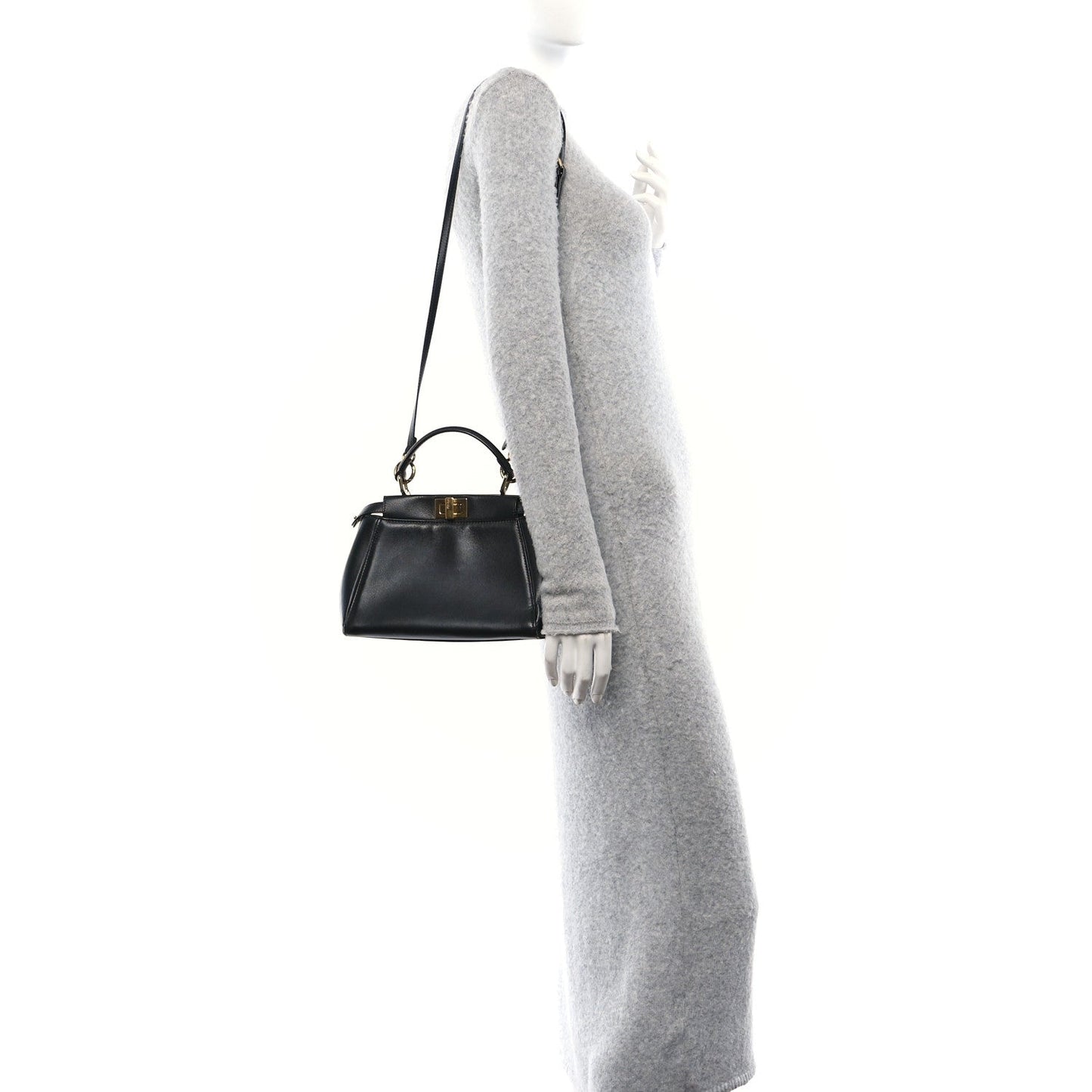 Fendi Nappa Mini Peekaboo Iconic Satchel Black