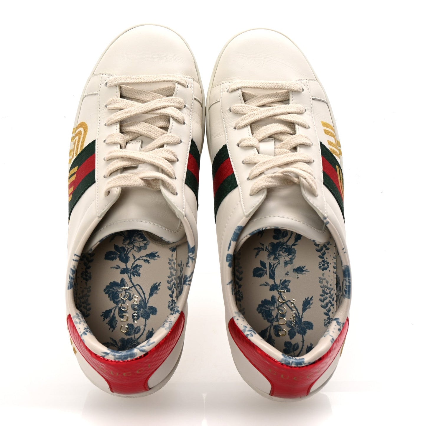 Gucci X SEGA Calfskin Ayers Web Guccy Womens Ace Sneakers 37 White
