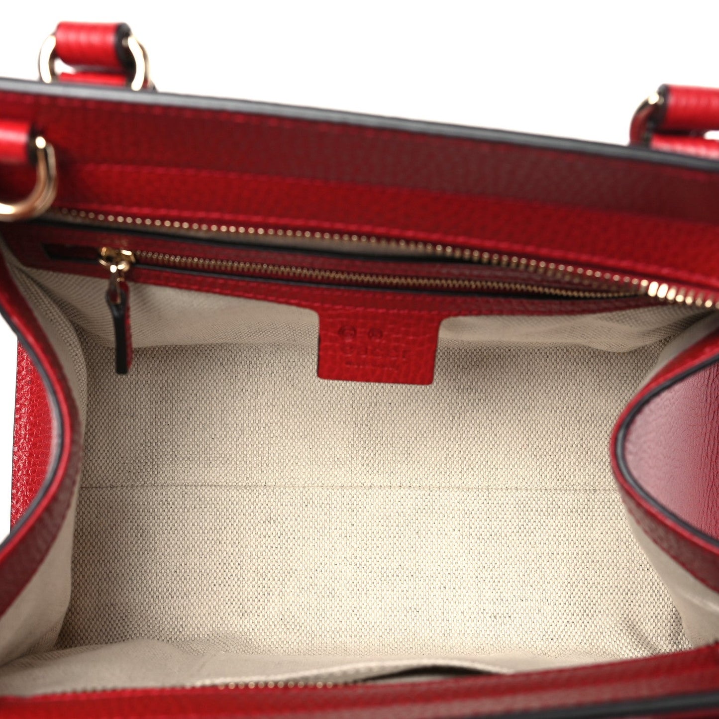 Gucci Dollar Calfskin Medium Soho Top Handle Satchel Hibiscus Red