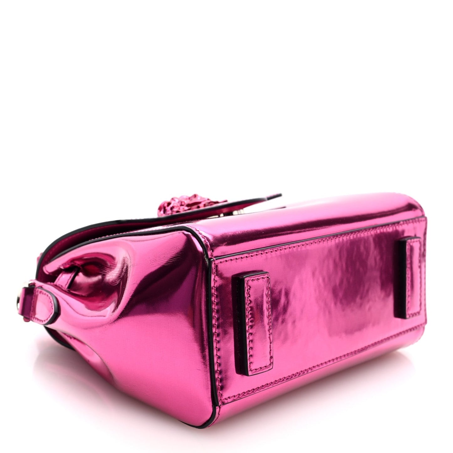 Versace Patent Calfskin Mini La Medusa Chain Top Handle Bag Fuchsia
