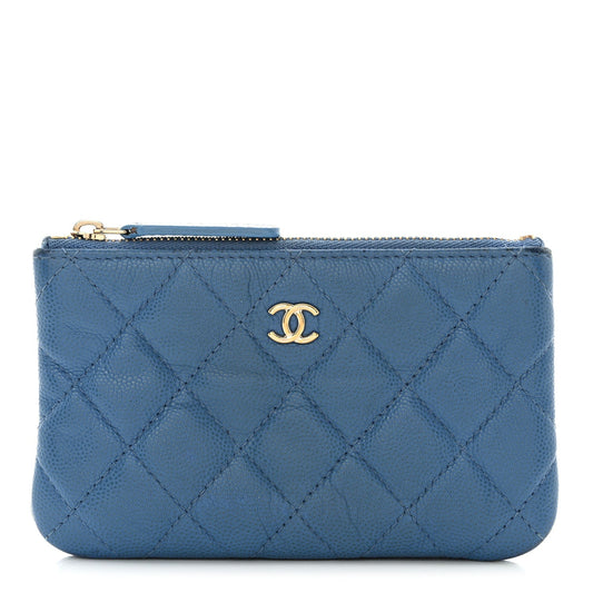 Chanel Caviar Quilted Small Pouch Blue