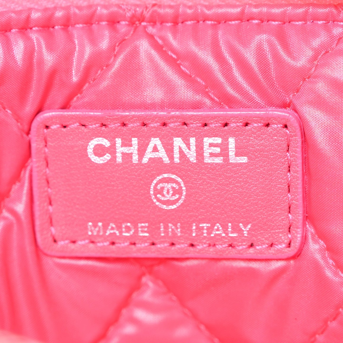 Chanel Lambskin Quilted Medium Cosmetic Case Dark Pink