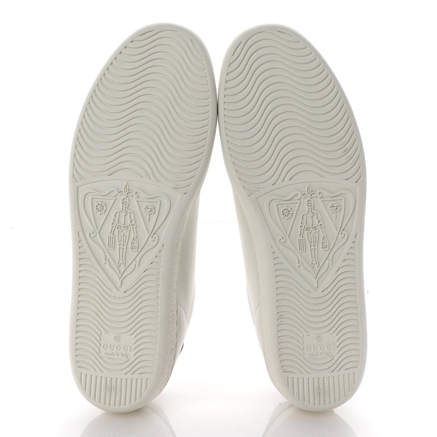 Gucci Calfskin InterLocking G Perforated Womens Ace Sneakers 38.5 White Grey Sky