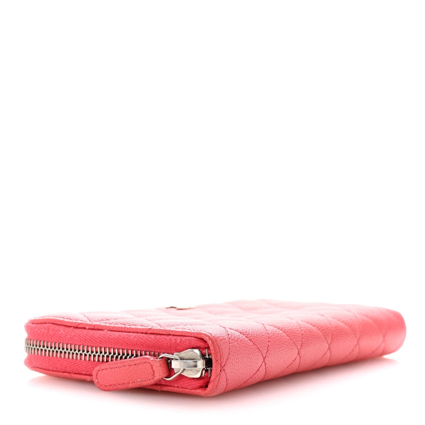Chanel Caviar Quilted Large Gusset Zip Around Wallet Pink