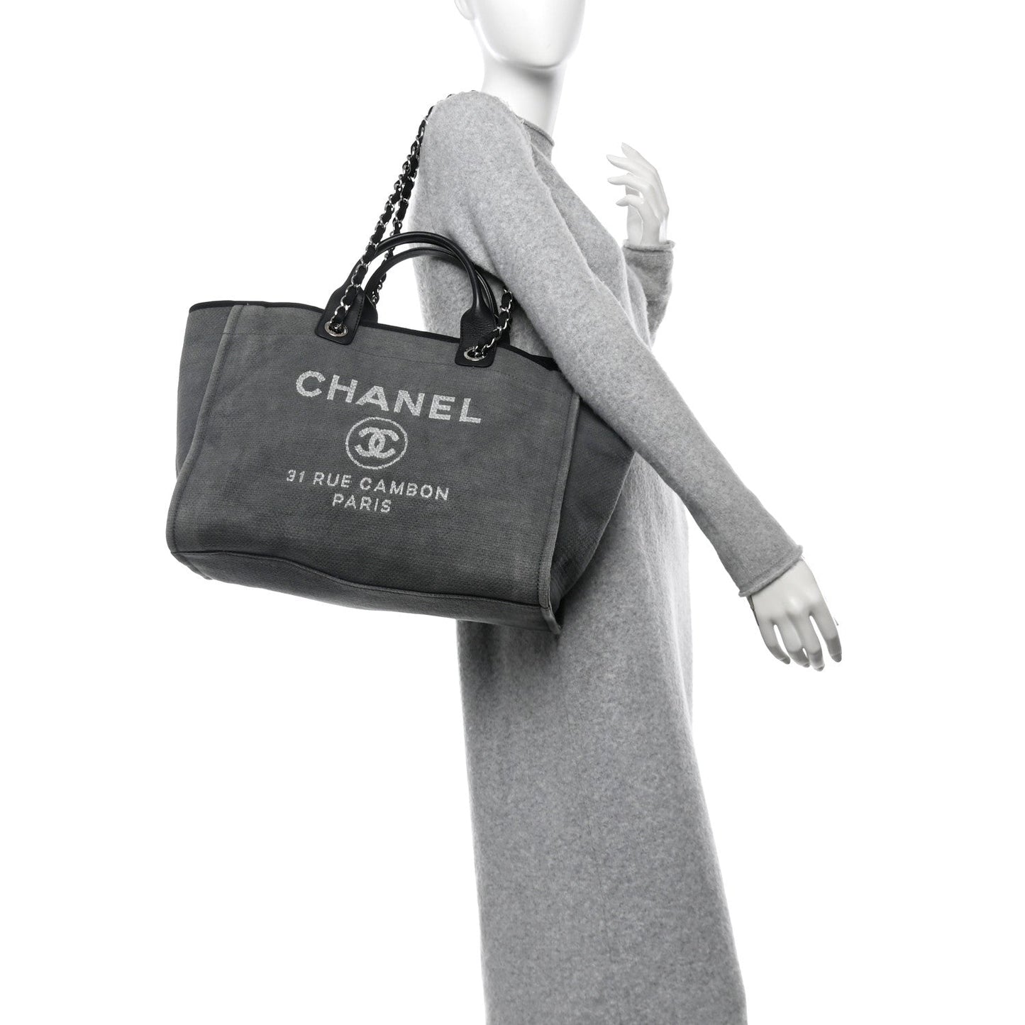 Chanel Canvas Large Deauville Tote Grey