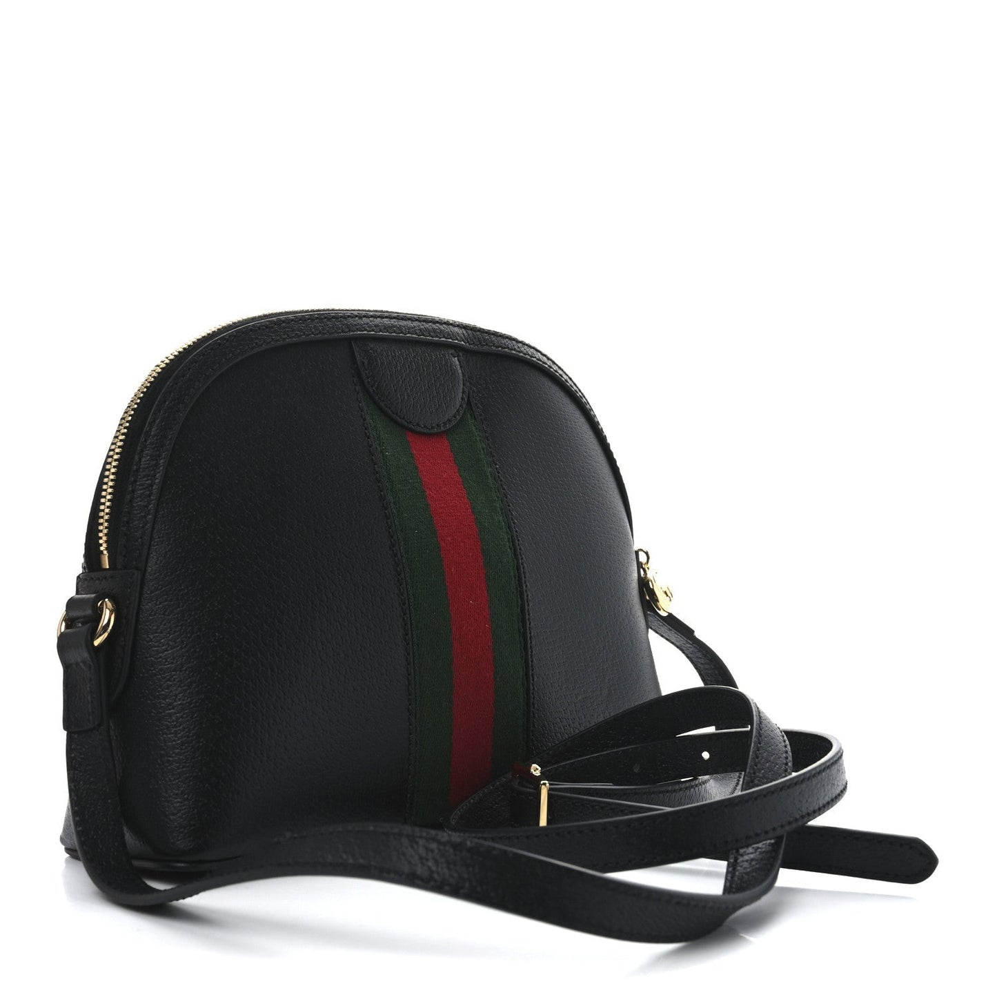 Gucci Calfskin GG Web Small Ophidia Dome Shoulder Bag Black
