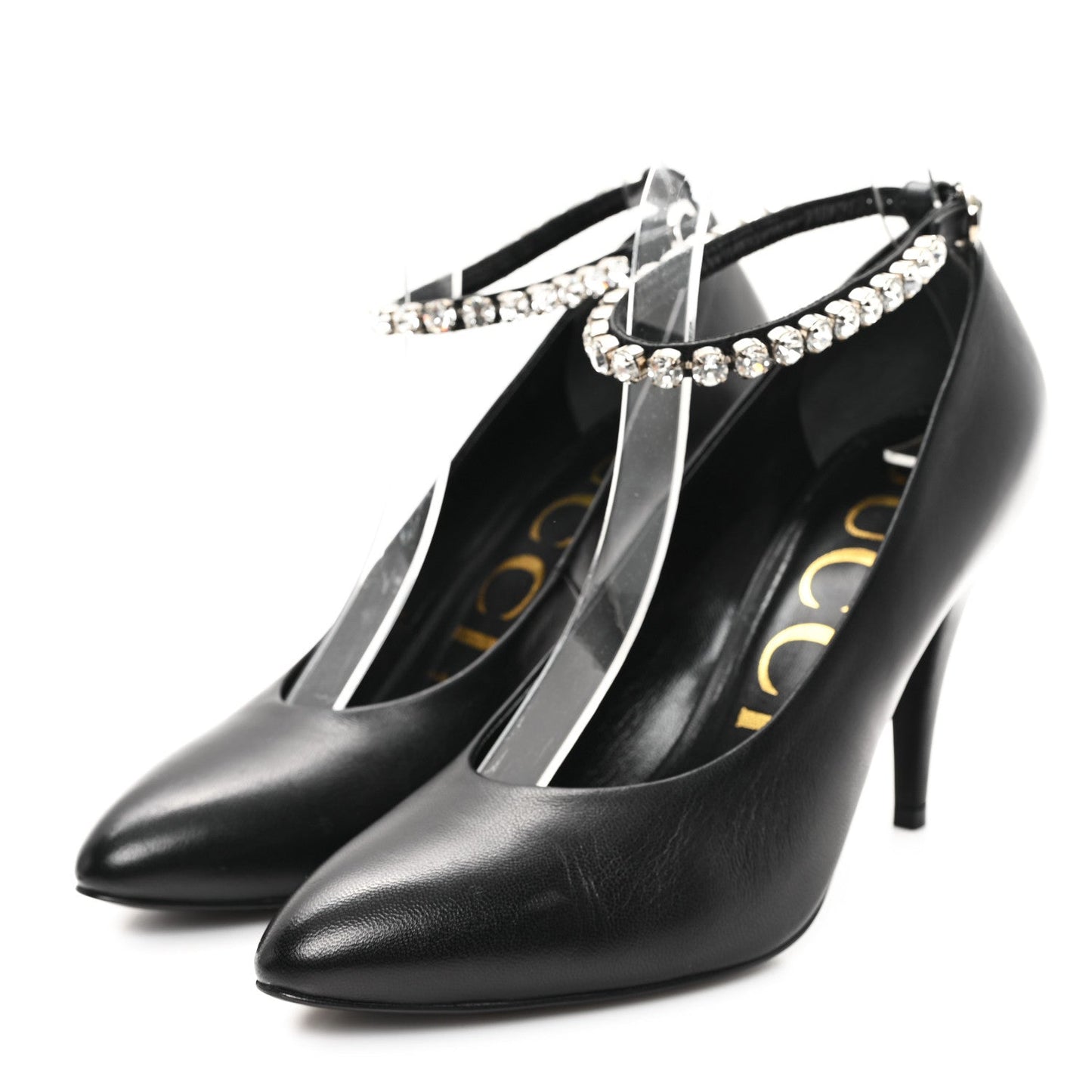 Gucci Malaga Kid Crystal Pumps 37 Black