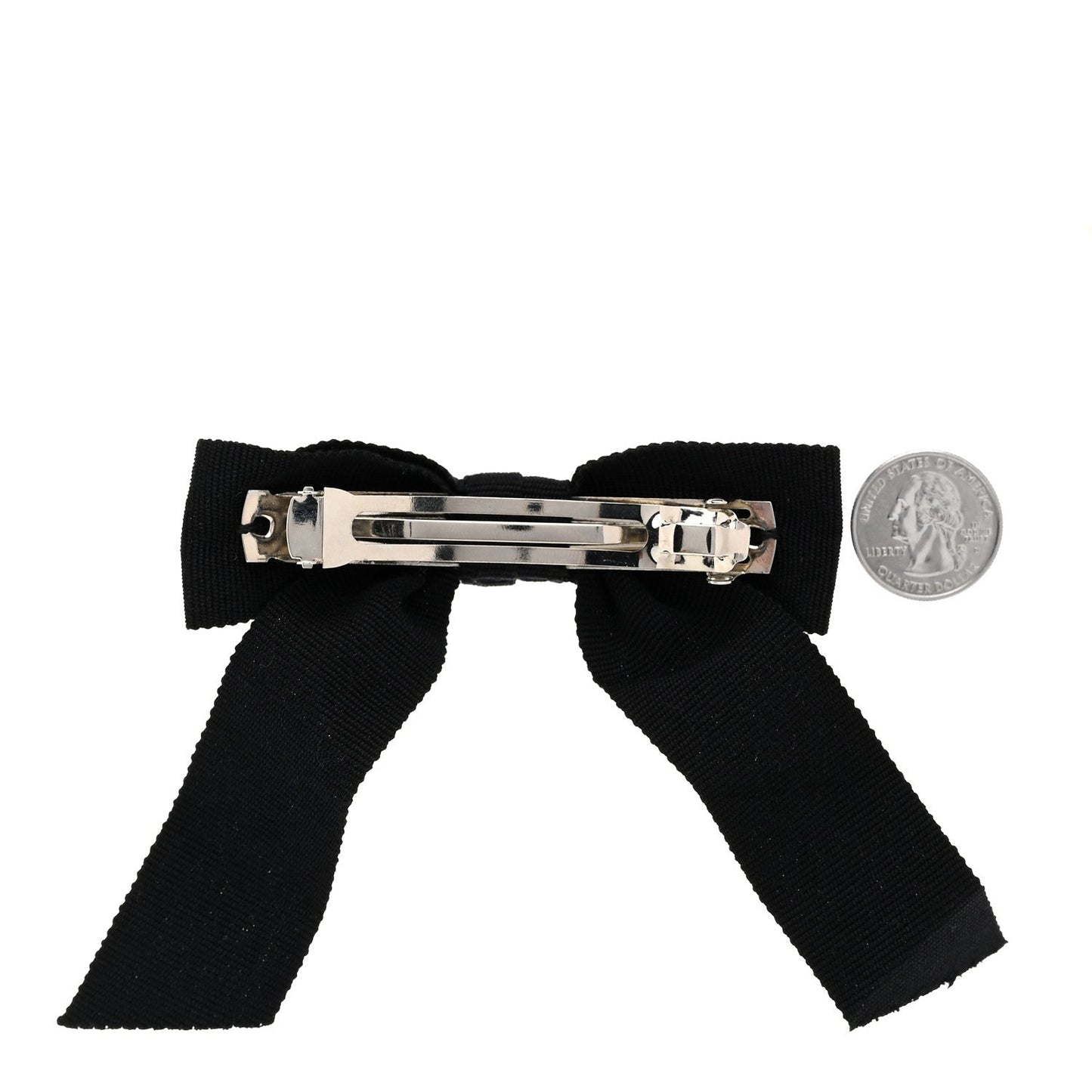 Chanel Grosgrain Bow CC Hair Clip Black