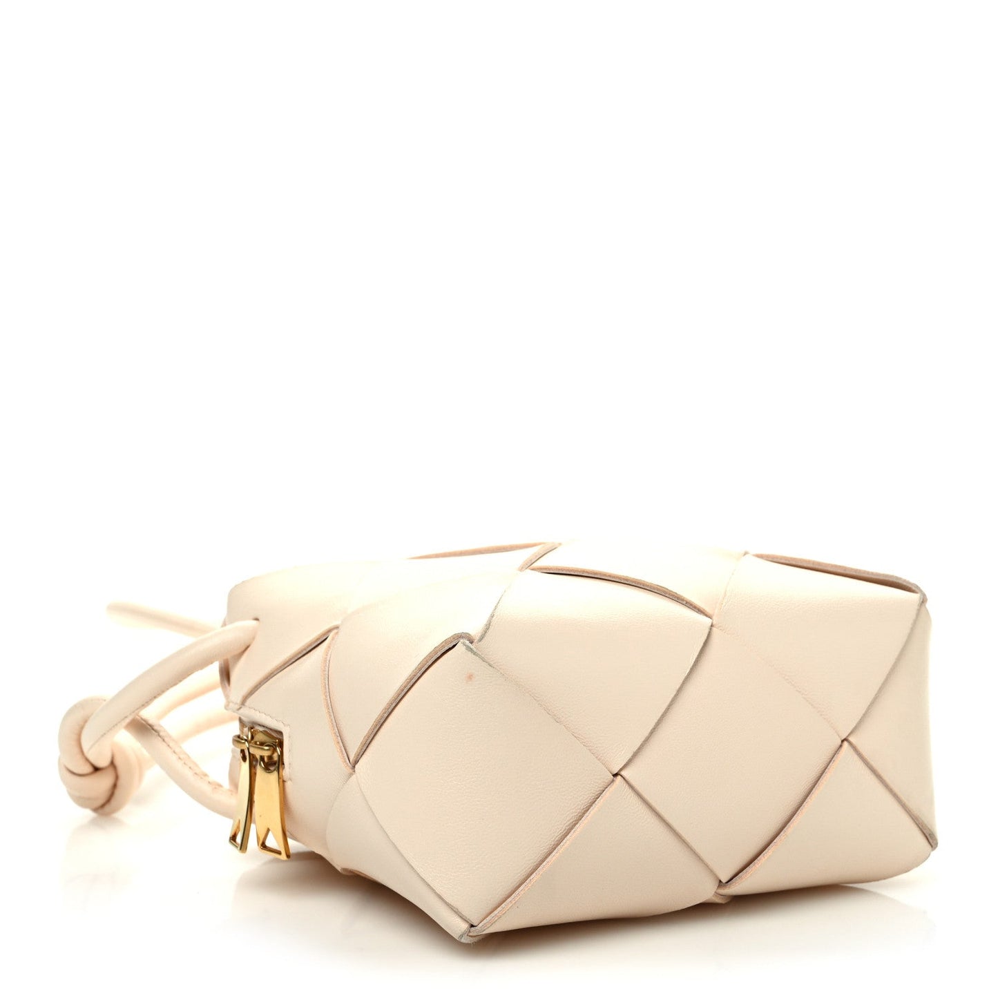 Bottega Veneta Lambskin Maxi Intrecciato Mini Cassette Camera Bag Macaroon