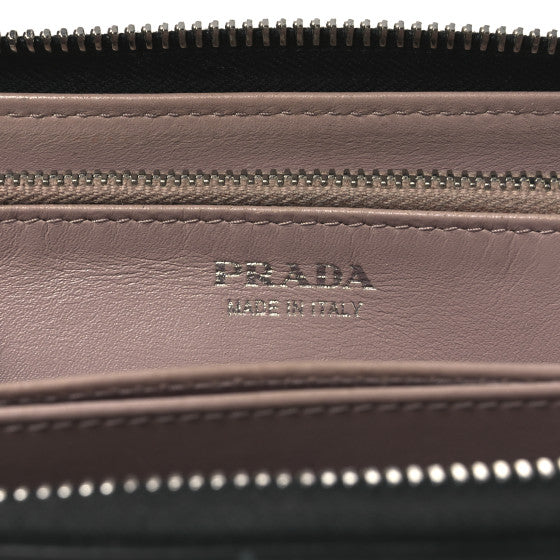 Prada Saffiano Metal Zip Around Wallet Black