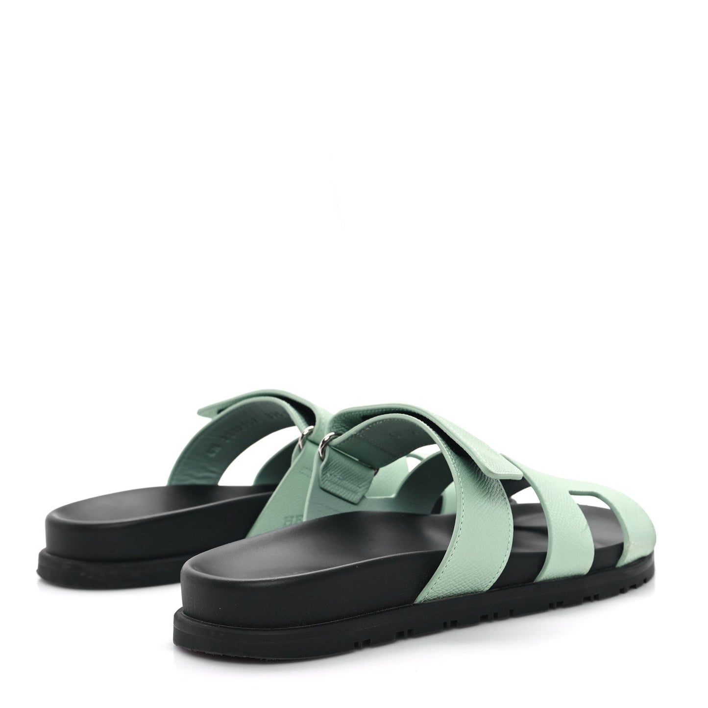 Hermes Epsom Womens Chypre Sandals 37.5 Vert Jade