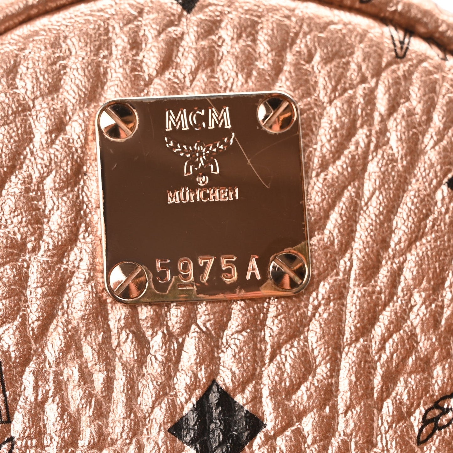 MCM Visetos Studded X-Mini Bebe Boo Backpack Champagne Gold