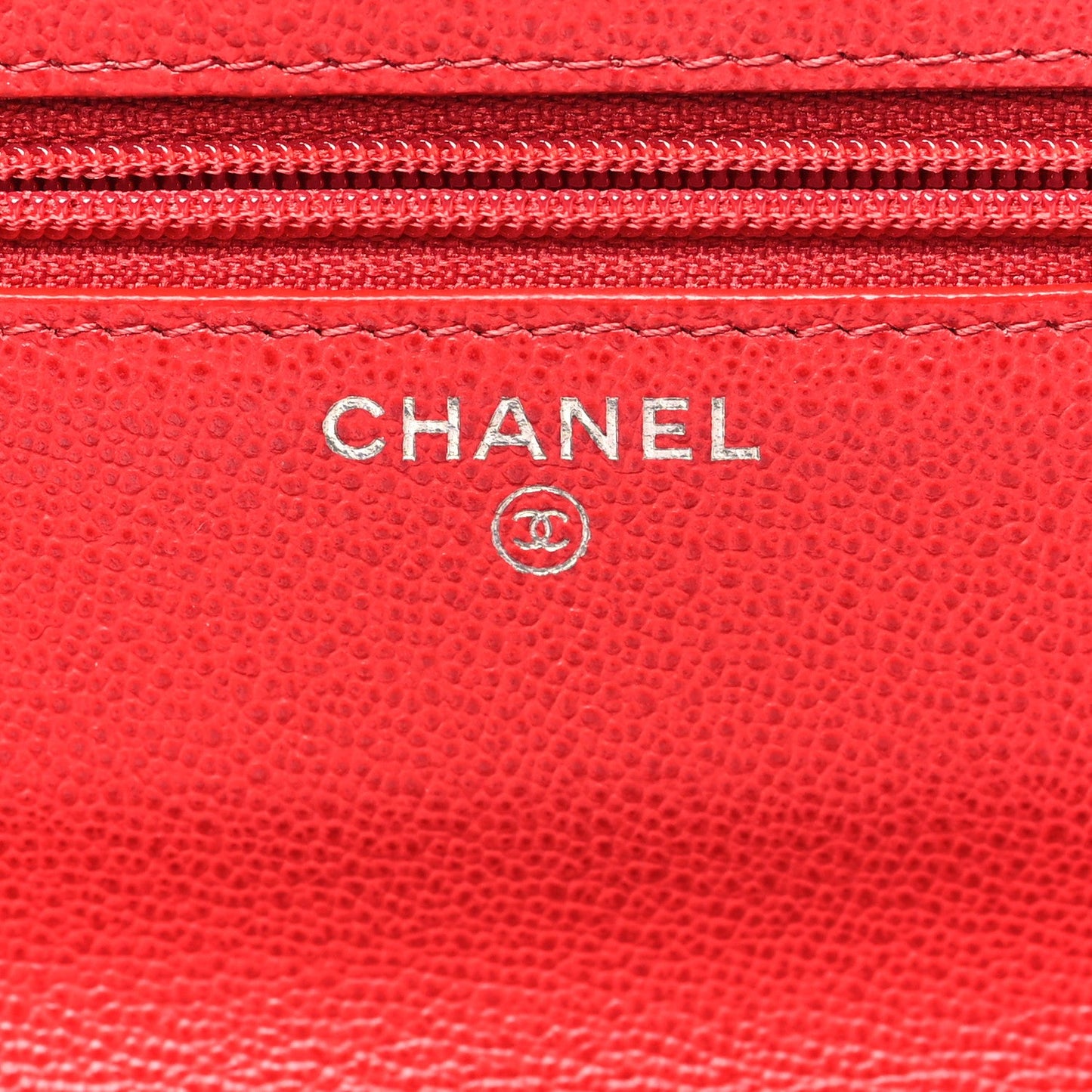 Chanel Grained Calfskin Quilted CC Box Wallet On Chain WOC Red