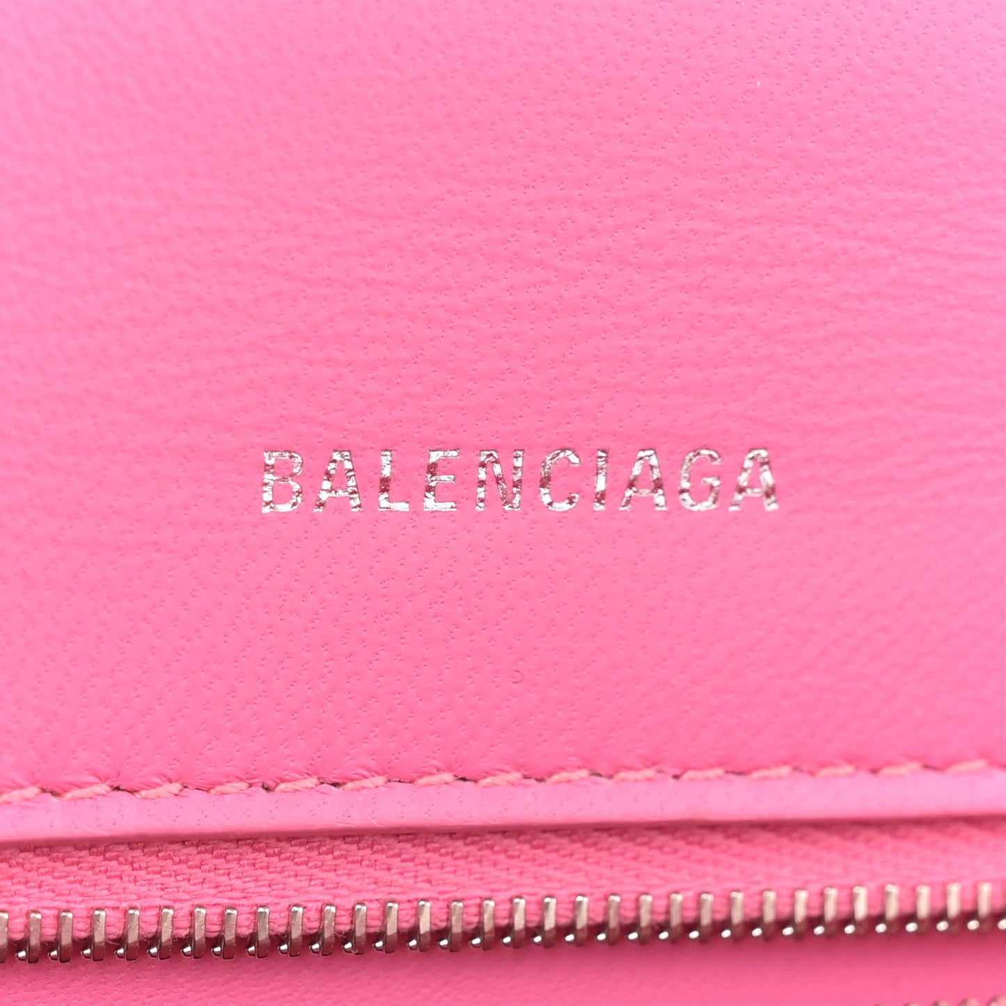 Balenciaga Shiny Calfskin Crocodile Embossed Small Hourglass Top Handle Bag Baby Pink
