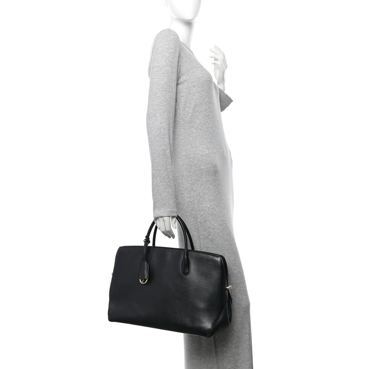 Christian Dior Grained Calfskin Large Bar Zip Tote Black