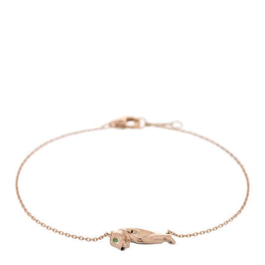 Cartier 18K Pink Gold Tsavorite Garnet Onyx Panthere Chain Bracelet