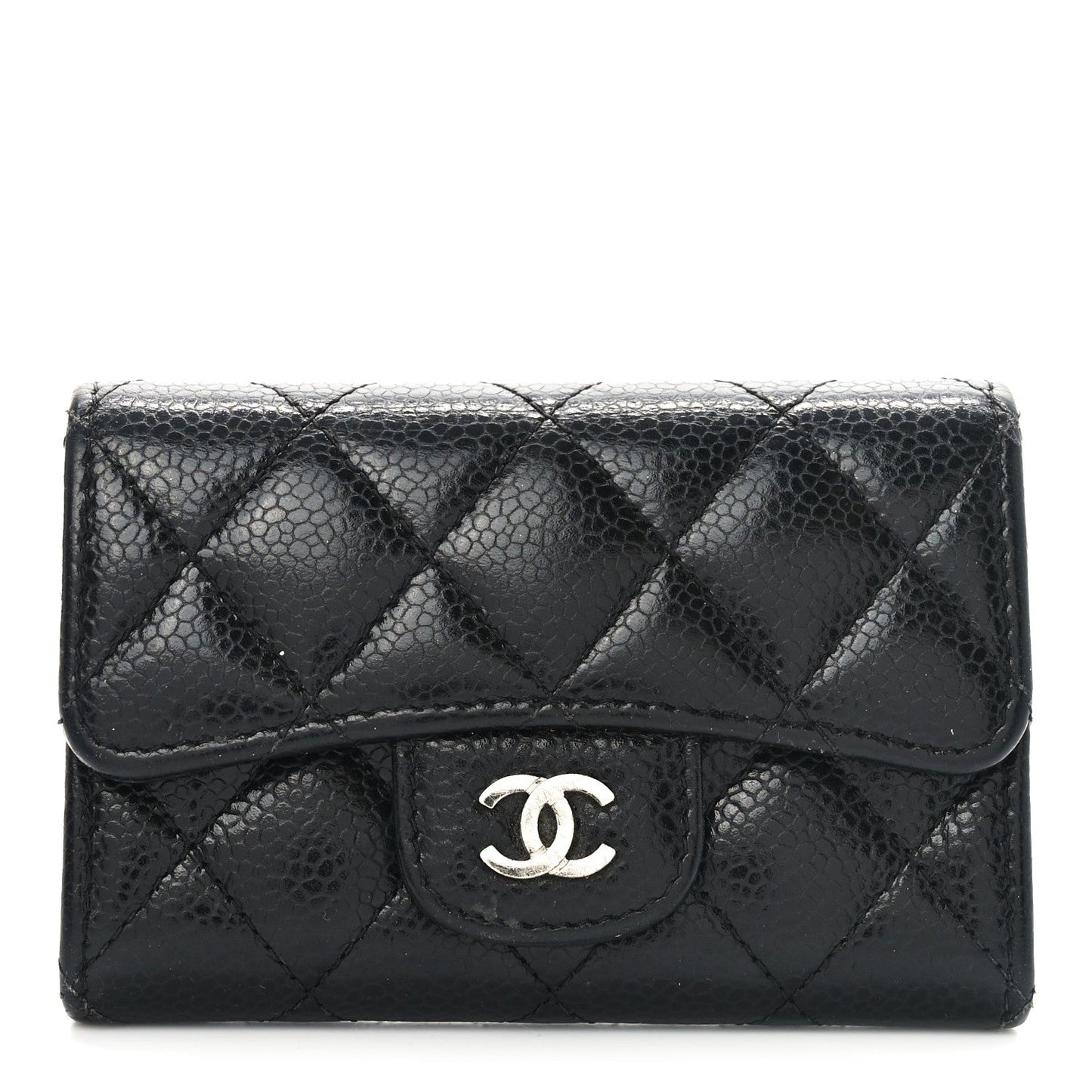 Chanel Caviar Quilted Flap Card Holder Black