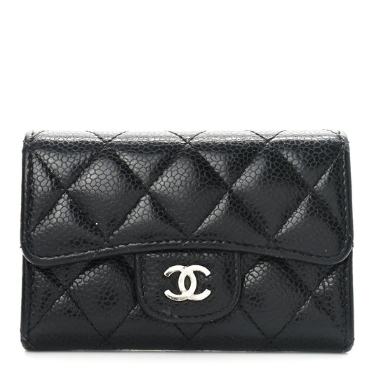 Chanel Caviar Quilted Flap Card Holder Black