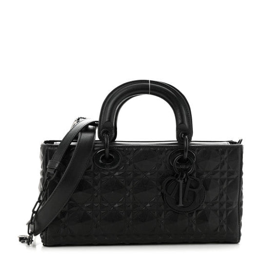 Christian Dior Calfskin Cannage Diamond Medium Lady D-Joy  Black