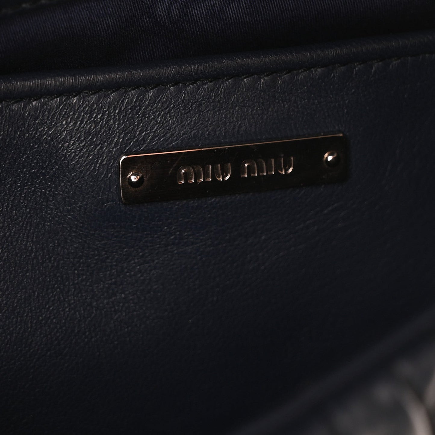 Miu Miu Nappa Matelasse Flap Bag Navy