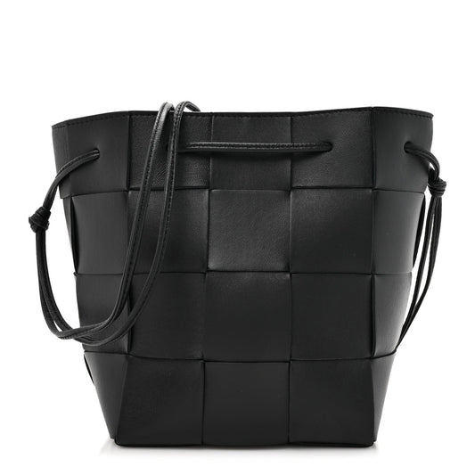 Bottega Veneta Nappa Maxi Intrecciato Cassette Bucket Bag Black