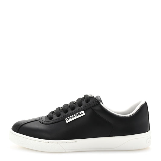 Chanel Calfskin CC Uniform Womens Sneakers 37 Black