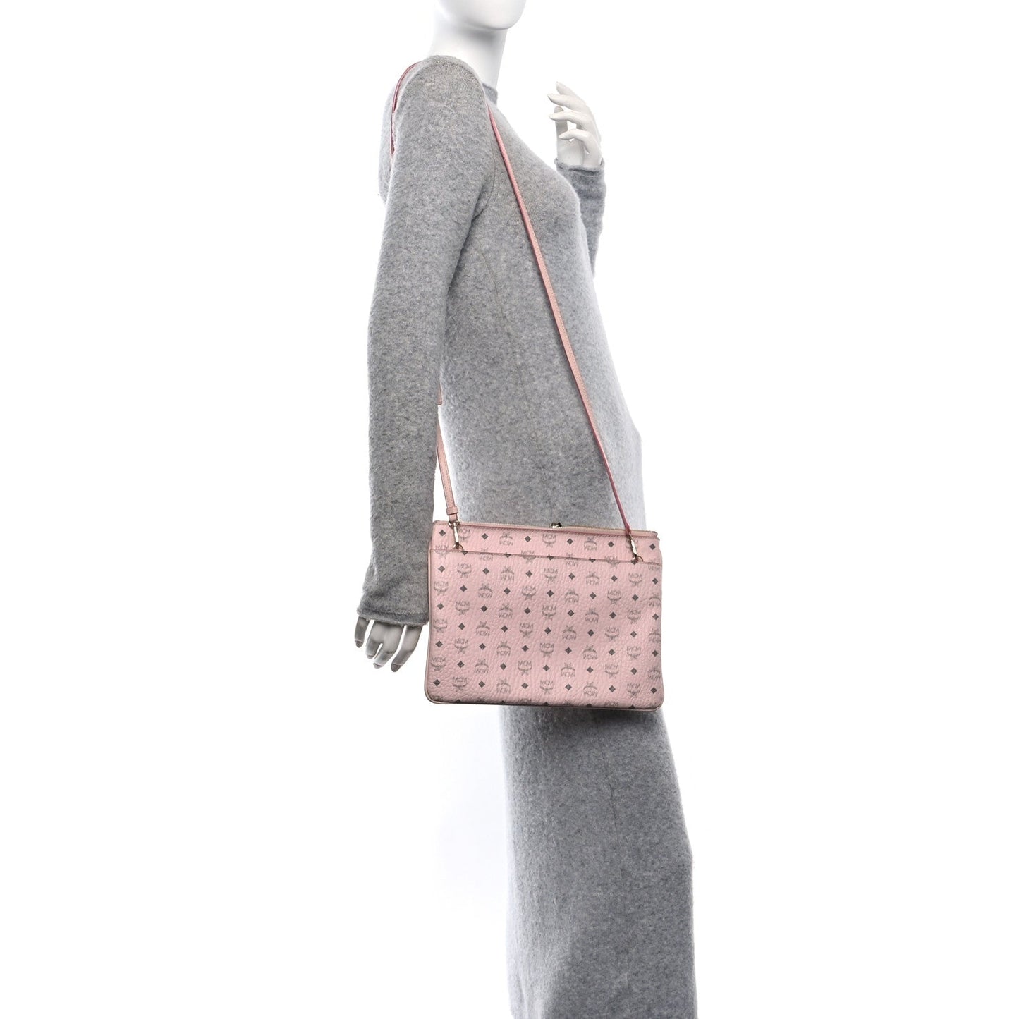 MCM MCM Visetos Medium Crossbody Pouch Powder Pink