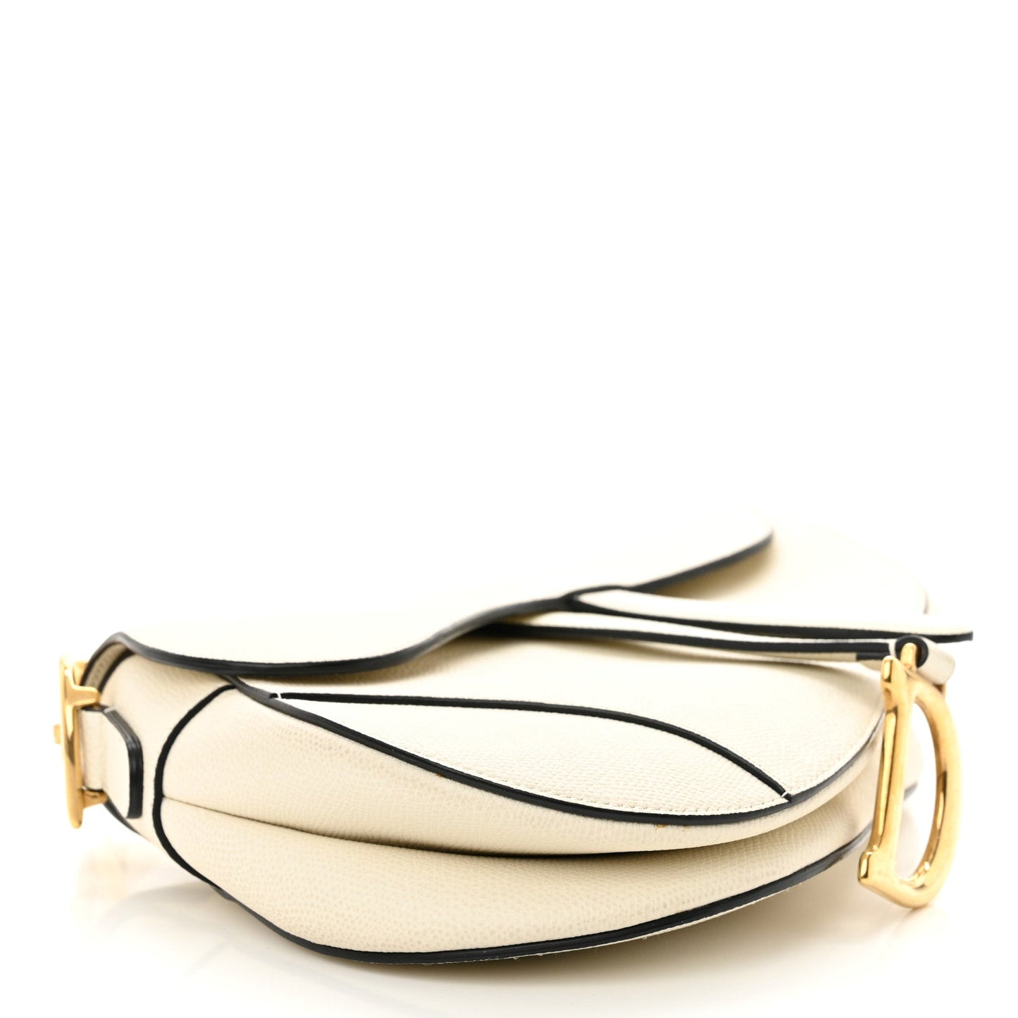 Christian Dior Grained Calfskin Saddle Bag White