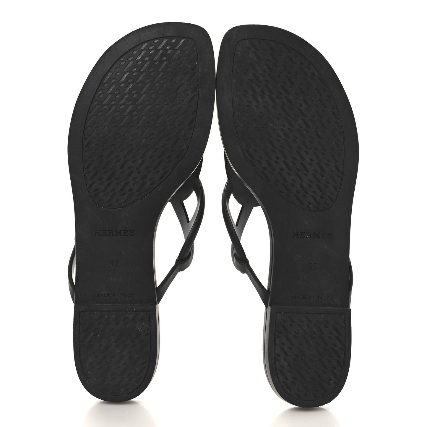 Hermes Rubber Womens Egerie Sandals 37 Black