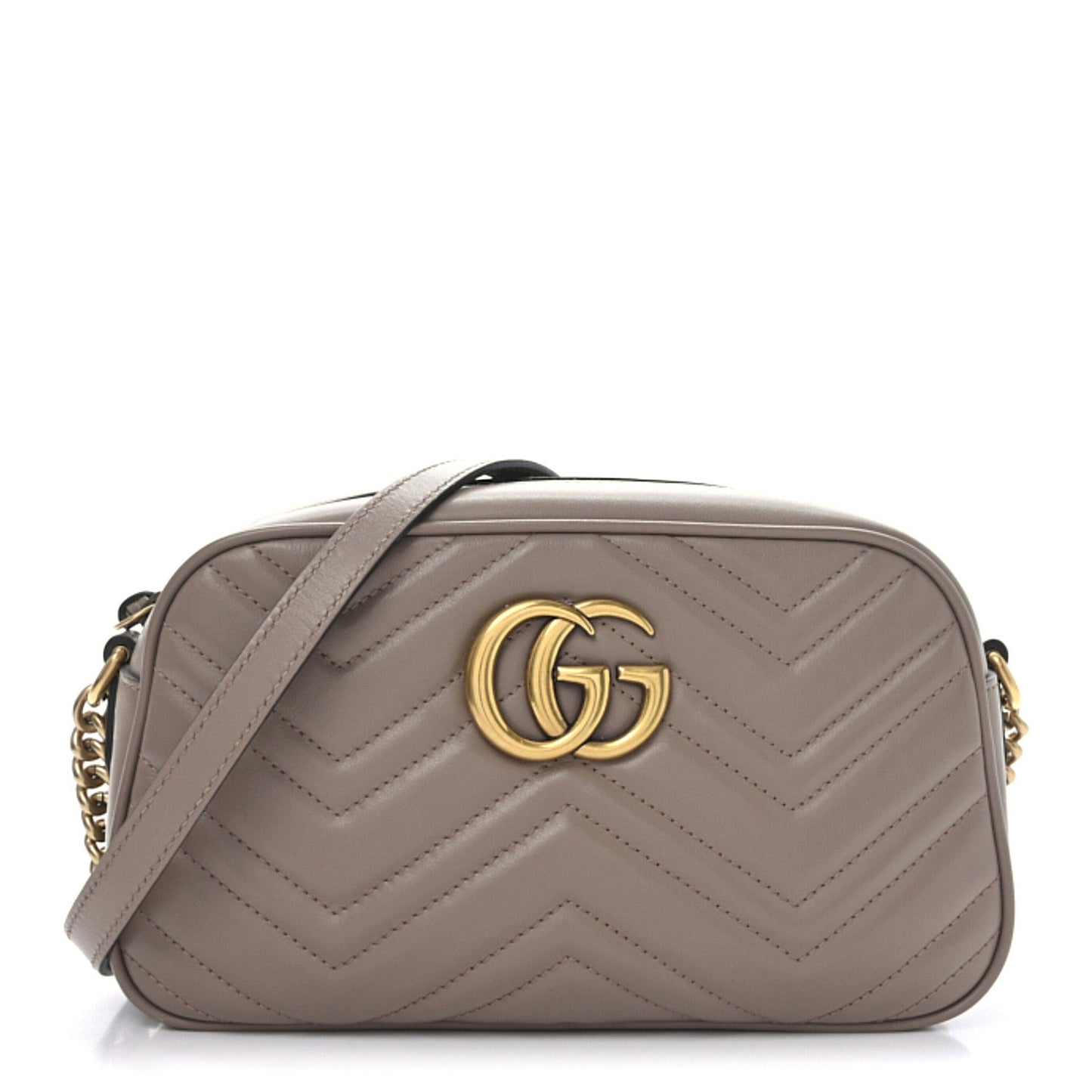 Gucci Calfskin Matelasse Small GG Marmont Chain Shoulder Bag Porcelain Rose