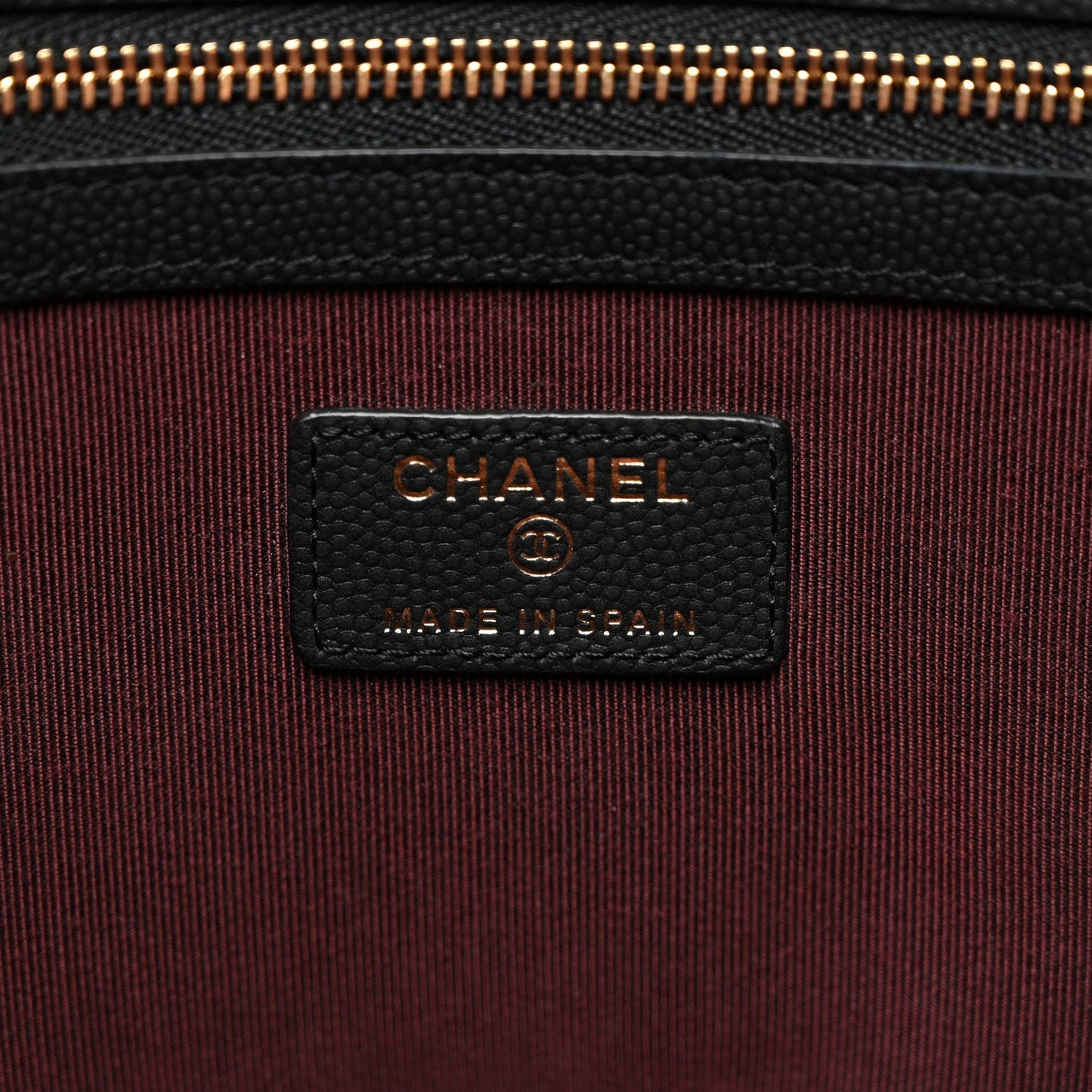 Chanel Caviar Chevron Quilted Large Cosmetic Case Black